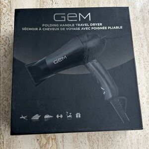 NEW 🆕 Gem Black Folding Handle Travel Hair Dryer never removed from box